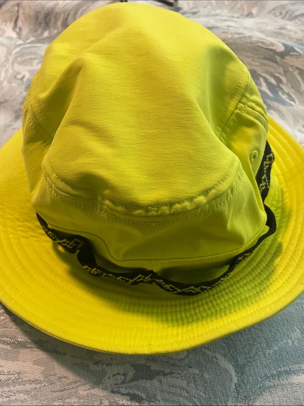 The North Face Kids Neon Yellow Bucket Hat with Black Logo Band